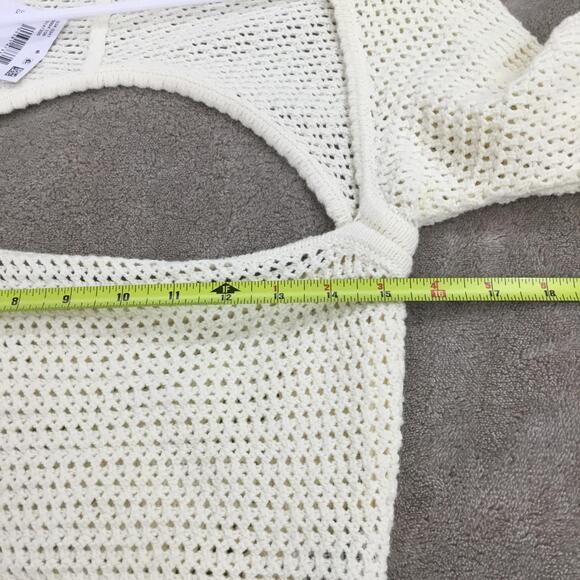 AMERICAN EAGLE Long Sleeve Cream Square Neck Knit Sweater Sz L - Picture 5 of 6